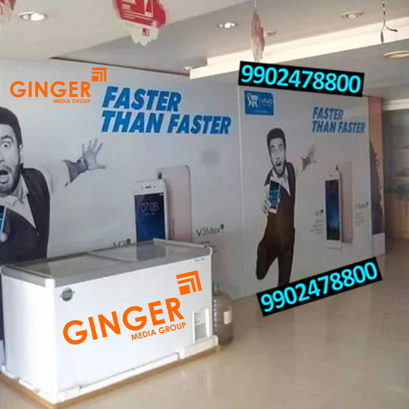 In shop branding on inside wall