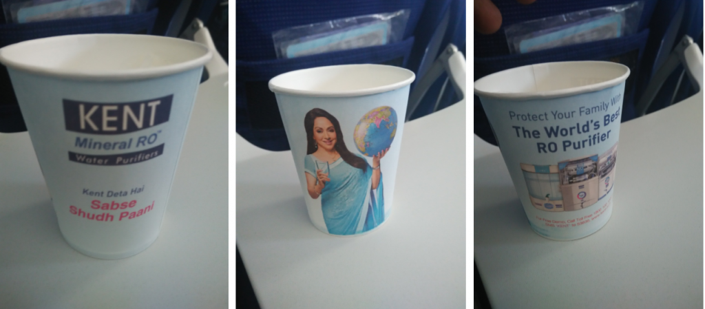cup branding in airlines in flight advertising gingercup