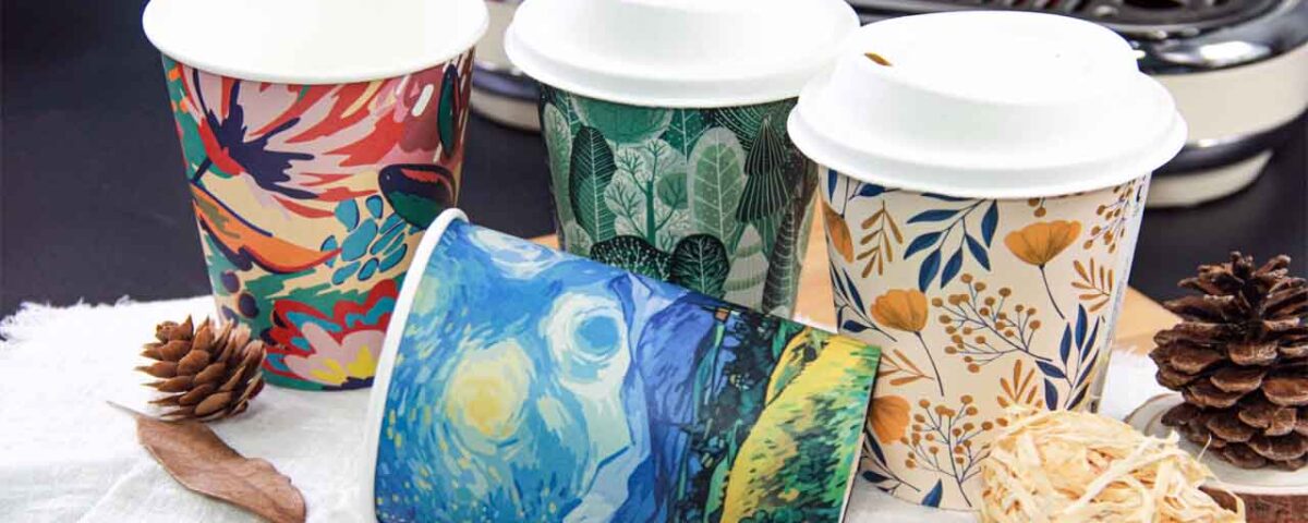 artwork on paper cups