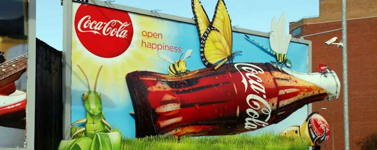 out of home advertising for coca cola brand on unipole