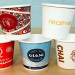 tea cups with brand logo