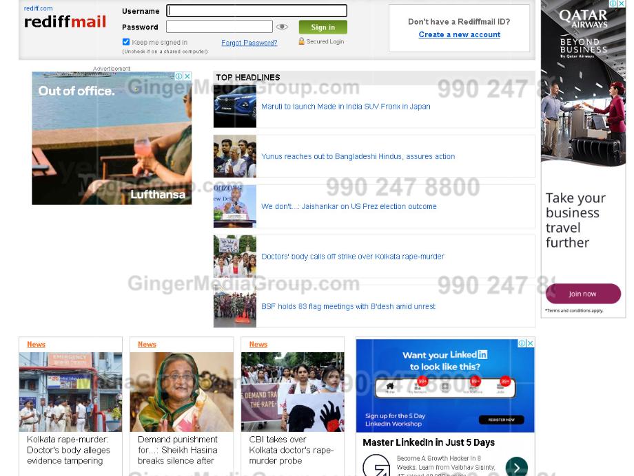 advertising in rediff website 1