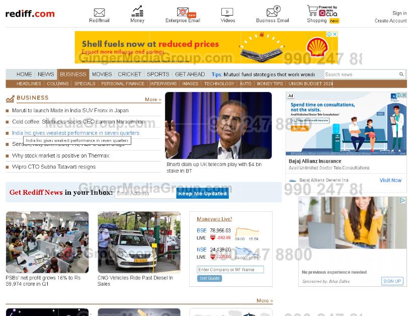 advertising in rediff website 3