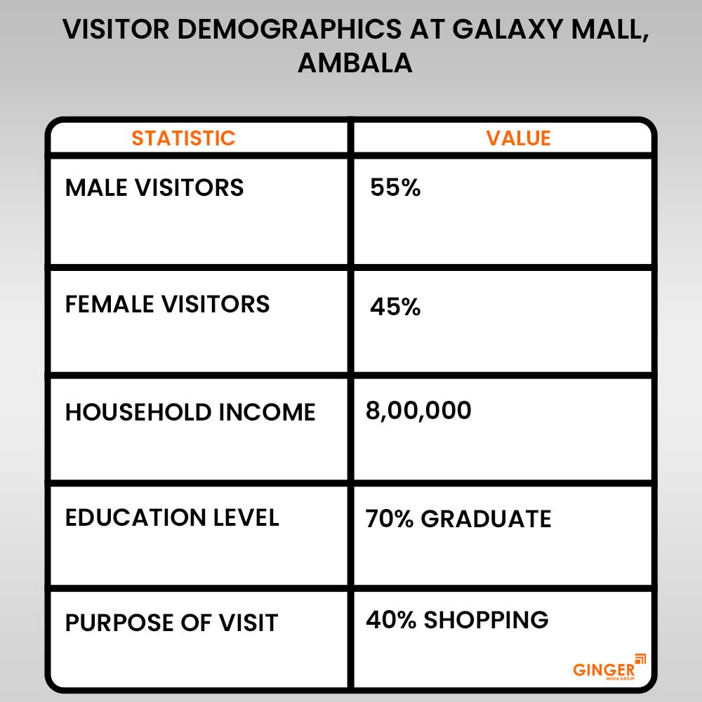 visitor demographics at facade galaxy mall