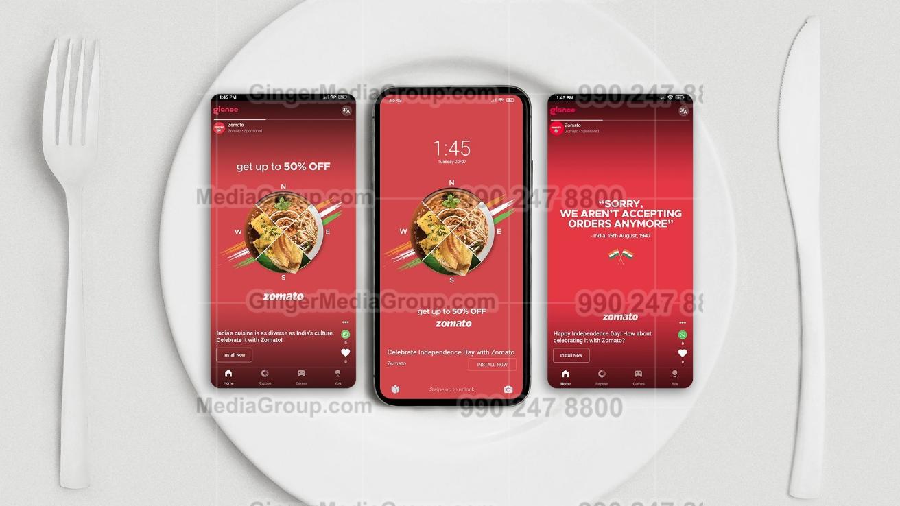 zomato advertising in glance app