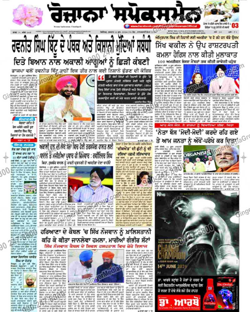 advertising in rozana spokesman chandigarh punjabi 4