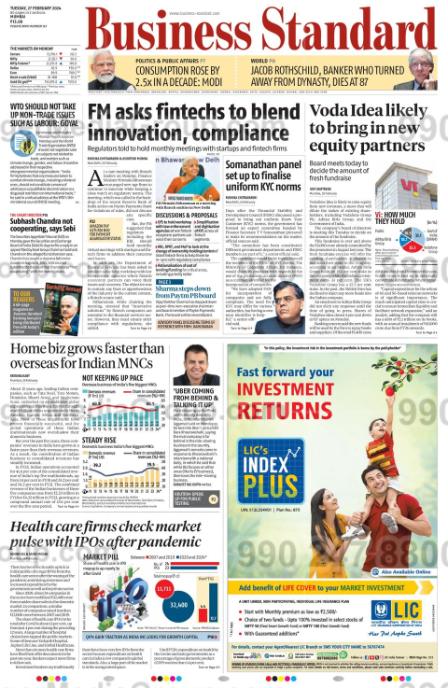 Advertising in Business Standard Newspaper