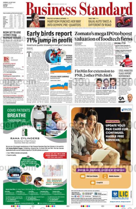 Advertising in Business Standard Newspaper