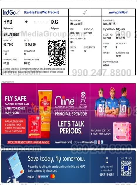 e boarding pass e ticket on indigo airlines advertising 1