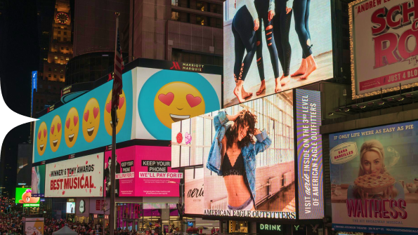 Digital screen advertising inside bar displaying programmatic ads and customer engagement content in nightlife environment