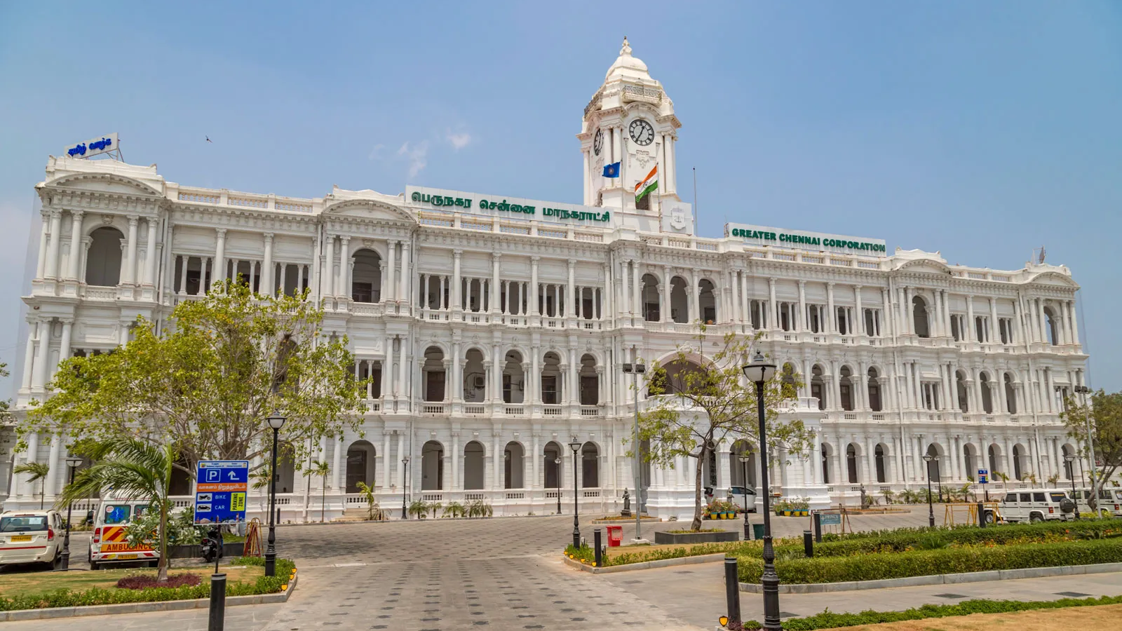 Greater Chennai Corporation building exterior showcasing historic architecture in Chennai India