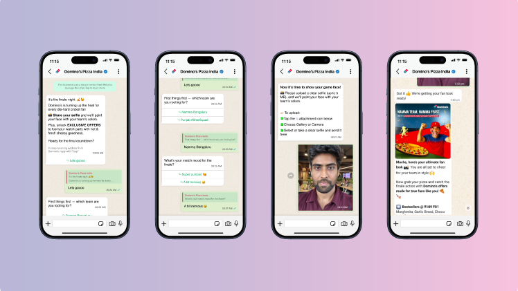 WhatsApp marketing campaign interface showing automated messages and customer engagement workflow